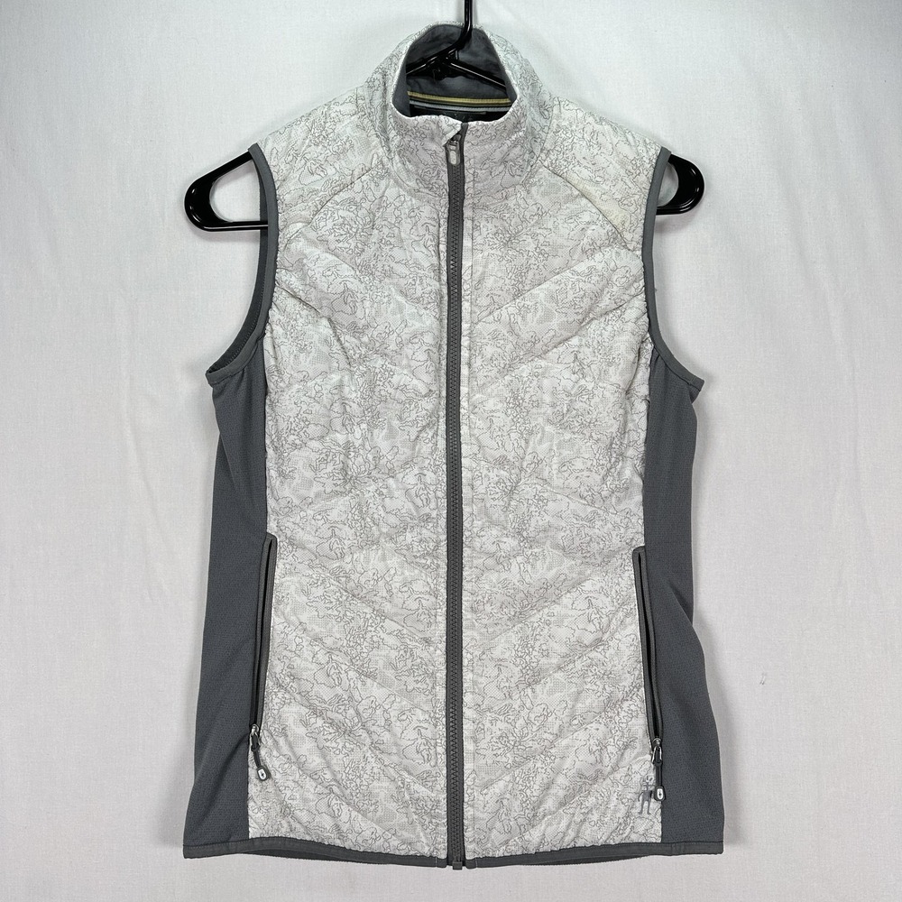 Smartwool Smartloft Quilted Insulated Vest Womens Small Gray White Full Zip